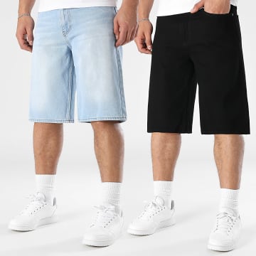 LBO - Set van 2 Baggy Jean Shorts 3601 3596 Blauw Denim Zwart